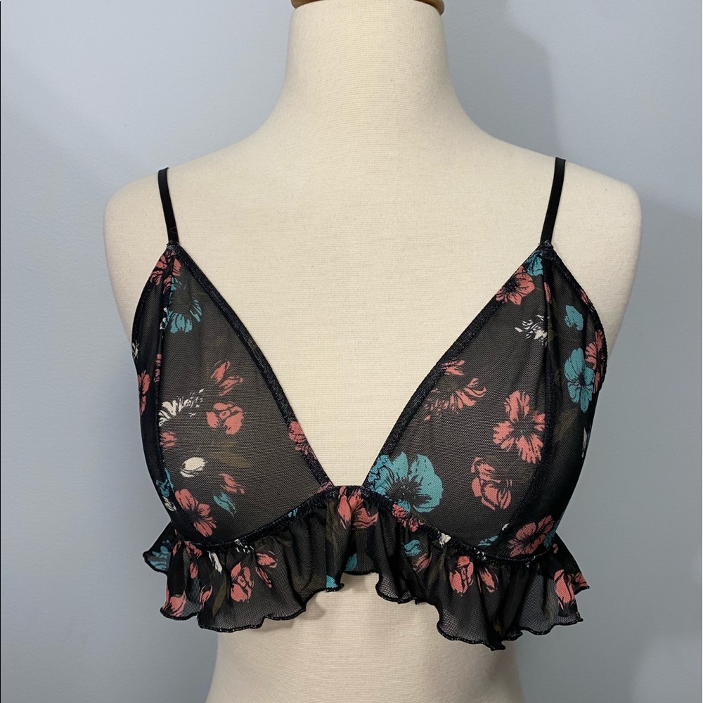 Black Floral Mesh Bralette
